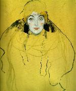 Gustav Klimt en face - portratt av kvinna, oil painting reproduction
